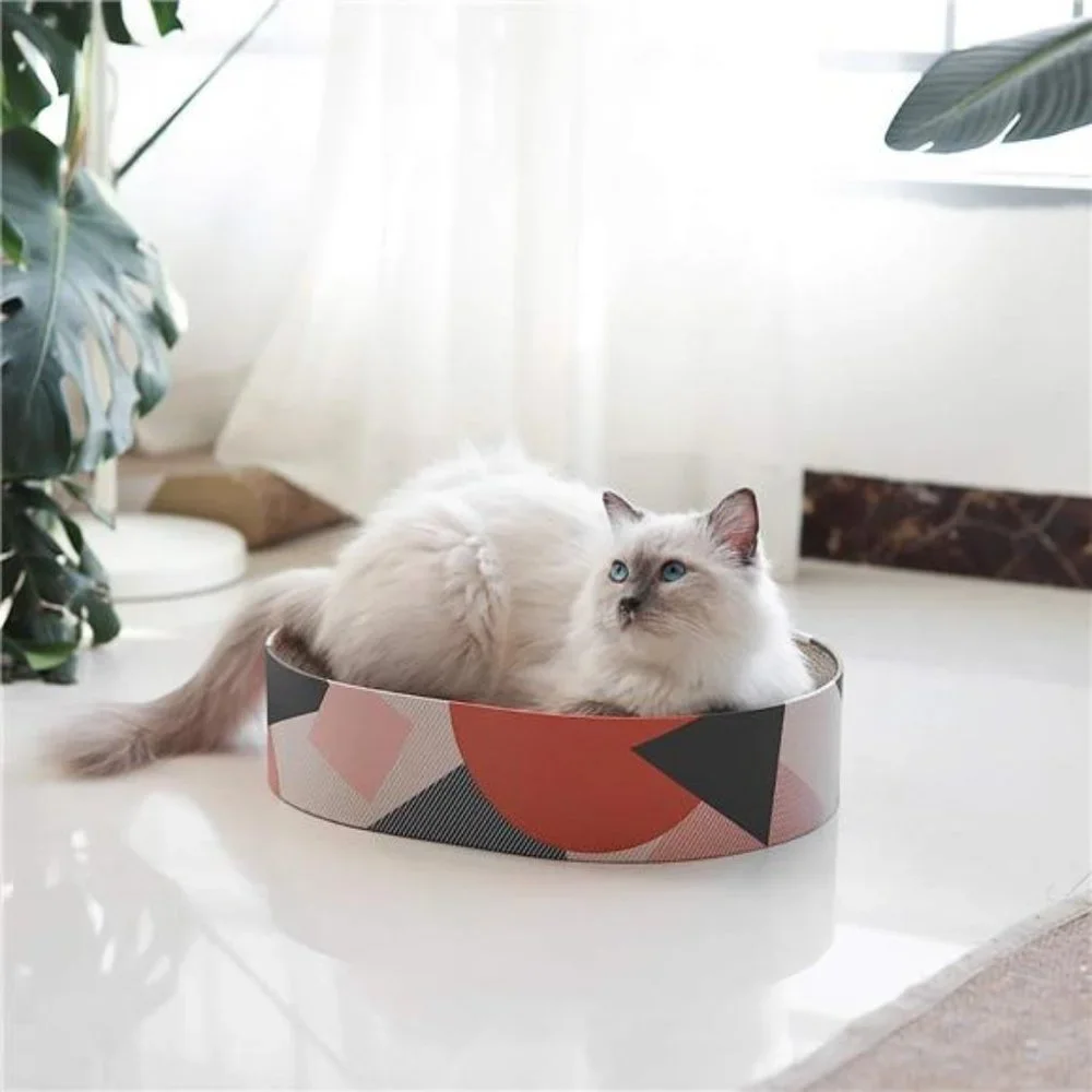 Cat Scratcher Carboard Bed Lounge Couch for Indoor Cats Oval Shape 17